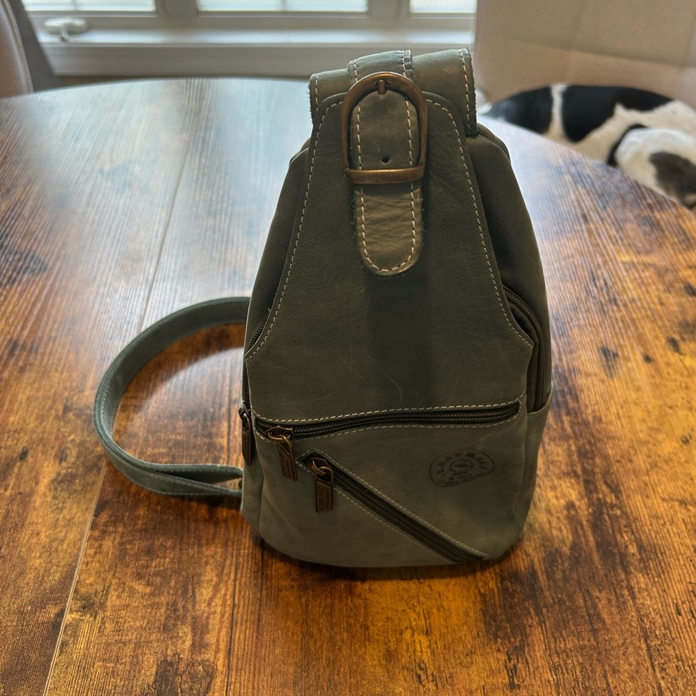 Sage Green Leather Sling Bag